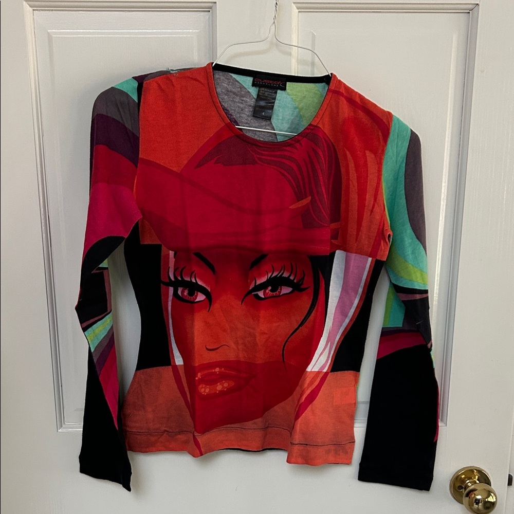 Custo Barcelona Multicolor Graphic Long Sleeve Top